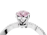 White gold Fancy Pink Pear  Solitaire Twisted Band with Bead Prong Setting_432