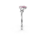 White gold Fancy Pink Pear  Solitaire Twisted Band with Bead Prong Setting_434