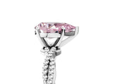 White gold Fancy Pink Pear  Solitaire Twisted Band with Bead Prong Setting_437
