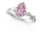 White gold Fancy Pink Pear  Solitaire Twisted Band with Prong Setting 1