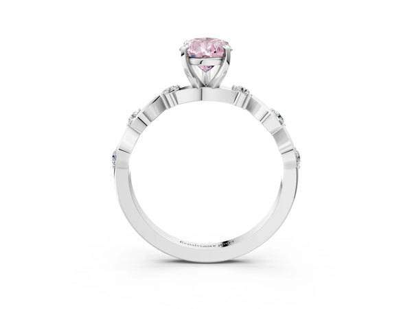 White Gold Pear-Shaped Ribbon Twist Engagement Ring Setting for Fancy Pink Center