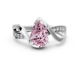 White gold Fancy Pink Pear  Solitaire Twisted Band with Prong Setting_3