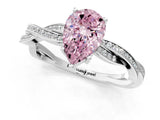 White gold Fancy Pink Pear  Solitaire Twisted Pave Diamond Ring with Four-Prong Setting_153