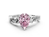 White gold Fancy Pink Pear  Solitaire Vine Band with Milgrain Prong Setting_3