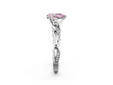 White gold Fancy Pink Pear  Solitaire Vine Band with Milgrain Prong Setting_5