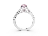 White gold Fancy Pink Pear  Solitaire Vine Band with Milgrain Prong Setting_6
