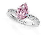 White gold Fancy Pink Pear  Solitaire with Pavé Band and Four-Prong Setting_317