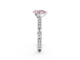 White gold Fancy Pink Pear  Solitaire with Pavé Band and Four-Prong Setting_318