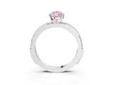 White gold Fancy Pink Pear  Solitaire with Pavé Band and Four-Prong Setting_319