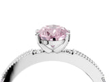 White gold Fancy Pink Pear  Solitaire with Pavé Band and Four-Prong Setting_323