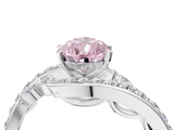 White gold Fancy Pink Pear  Solitaire with Pavé Twist Band and Four-Prong Setting_94