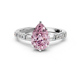 White gold Fancy Pink Pear  Solitaire with Side Baguettes and Channel Set Band_65