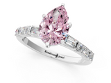 White gold Fancy Pink Pear  Solitaire with Side Baguettes and Channel Set Band_66