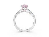White gold Fancy Pink Pear  Solitaire with Side Baguettes and Channel Set Band_68