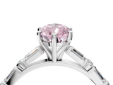 White gold Fancy Pink Pear  Solitaire with Side Baguettes and Channel Set Band_71