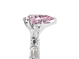 White gold Fancy Pink Pear  Solitaire with Side Baguettes and Channel Set Band_72