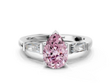 White gold Fancy Pink Pear  Solitaire with Tapered Baguette Side Stones on a Classic Band with Four-Prong Setting_86