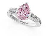 White gold Fancy Pink Pear  Solitaire with Tapered Baguette Side Stones on a Classic Band with Four-Prong Setting_86