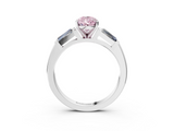 White gold Fancy Pink Pear  Solitaire with Tapered Baguette Side Stones on a Classic Band with Four-Prong Setting_89