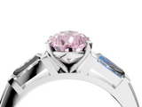 White gold Fancy Pink Pear  Solitaire with Tapered Baguette Side Stones on a Classic Band with Four-Prong Setting_90