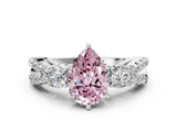 White gold Fancy Pink Pear  Three-Stone Diamond Ring with Pavé Split Shank and Four-Prong Setting_62
