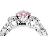 White gold Fancy Pink Pear  Three-Stone Diamond Ring with Pavé Split Shank and Four-Prong Setting_66