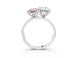 White gold Fancy Pink Pear  and Emerald Cut Toi Moi Ring with Prong Setting_64