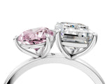 White gold Fancy Pink Pear  and Emerald Cut Toi Moi Ring with Prong Setting_65