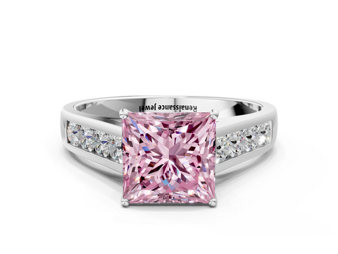 White gold Fancy Pink Princess  Brilliant Channel-Set Solitaire Ring with Four-Prong Setting_17