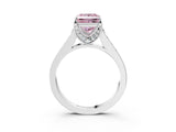 White gold Fancy Pink Princess  Brilliant Cut Diamond Engagement Ring with Pavé Band and Four-Prong Setting_32