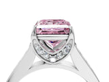 White gold Fancy Pink Princess  Brilliant Cut Diamond Engagement Ring with Pavé Band and Four-Prong Setting_33
