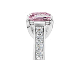 White gold Fancy Pink Princess  Brilliant Cut Diamond Engagement Ring with Pavé Band and Four-Prong Setting_34