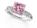 White gold Fancy Pink Princess  Brilliant Cut Diamond Five-Stone Prong Set Engagement Ring with Channel Band_1