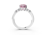 White gold Fancy Pink Princess  Brilliant Cut Diamond Five-Stone Prong Set Engagement Ring with Channel Band_3