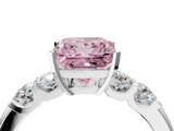 White gold Fancy Pink Princess  Brilliant Cut Diamond Five-Stone Prong Set Engagement Ring with Channel Band_4