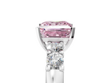 White gold Fancy Pink Princess  Brilliant Cut Diamond Five-Stone Prong Set Engagement Ring with Channel Band_5