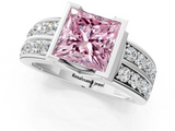 White gold Fancy Pink Princess  Brilliant Diamond Channel Set Wide Band Ring with Bezel Setting_1