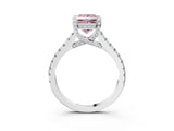 White gold Fancy Pink Princess  Brilliant Diamond Solitaire with Pavé Band and Four-Prong Setting 3