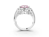 White gold Fancy Pink Princess  Brilliant Flower Halo Diamond Split Shank Ring_102