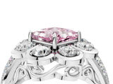 White gold Fancy Pink Princess  Brilliant Flower Halo Diamond Split Shank Ring_115