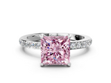 White gold Fancy Pink Princess  Brilliant Pavé Band Solitaire with Four-Prong Setting_17
