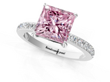 White gold Fancy Pink Princess  Brilliant Pavé Band Solitaire with Four-Prong Setting_18
