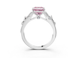 White gold Fancy Pink Princess  Brilliant Solitaire with Leaf Motif Band and Four-Prong Setting_35