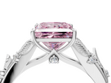 White gold Fancy Pink Princess  Brilliant Solitaire with Leaf Motif Band and Four-Prong Setting_37