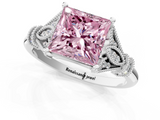 White gold Fancy Pink Princess  Brilliant Solitaire with Pave Band and Four-Prong Setting_1