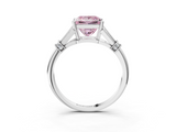 White gold Fancy Pink Princess  Brilliant Solitaire with Pave Band and Four-Prong Setting_3
