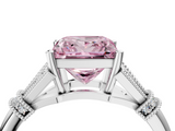 White gold Fancy Pink Princess  Brilliant Solitaire with Pave Band and Four-Prong Setting_4