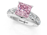 White gold Fancy Pink Princess  Brilliant Solitaire with Side Stones on a Pave Band and Four-Prong Setting_53