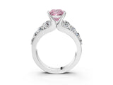 White gold Fancy Pink Princess  Brilliant Solitaire with Side Stones on a Pave Band and Four-Prong Setting_55