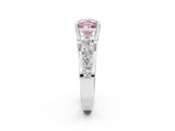 White gold Fancy Pink Princess  Brilliant Solitaire with Side Stones on a Pave Band and Four-Prong Setting_55